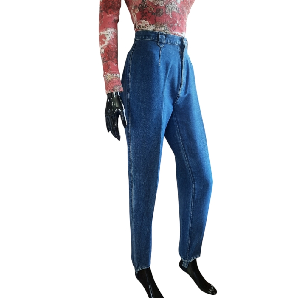 Vintage 80s 90s Lizwear High-Waisted Stirrup Jeans | Tapered Leg | Size 10